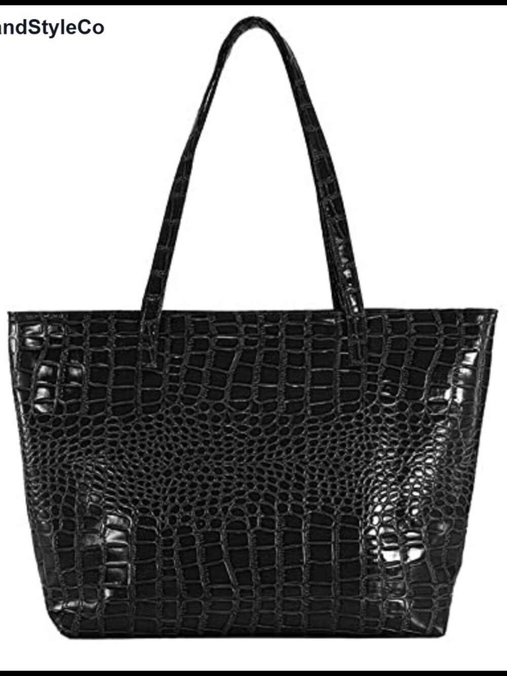 Faux Leather Crocodile Tote Bag Top Handle Shoulder Bag Large